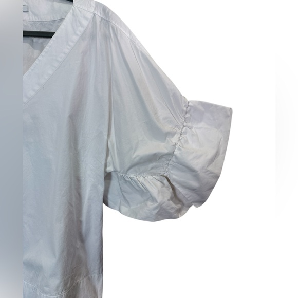 Uterque Women’s White Cotton Ruffle Normcore Top sz M - Picture 5 of 12